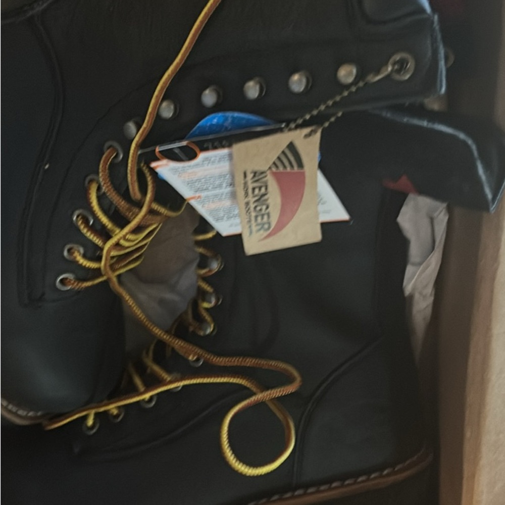 Avenger Black Boots with Brown Trim